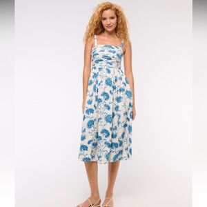 Abercrombie & Fitch Floral Blue and White Midi Dress